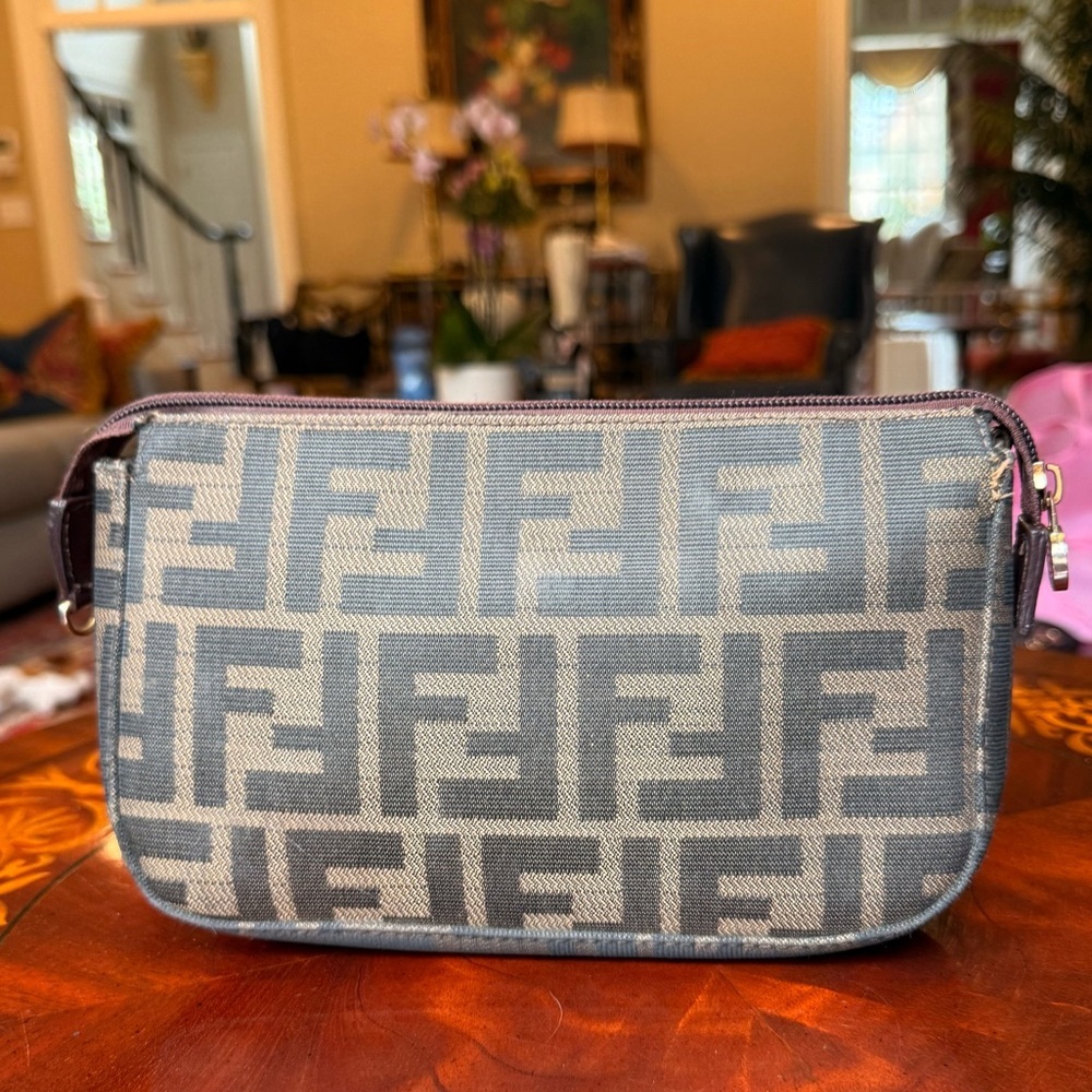 Fendi Zucca Canvas Brown FF Zip Pouch MSRP $1395 - Picture 3 of 12